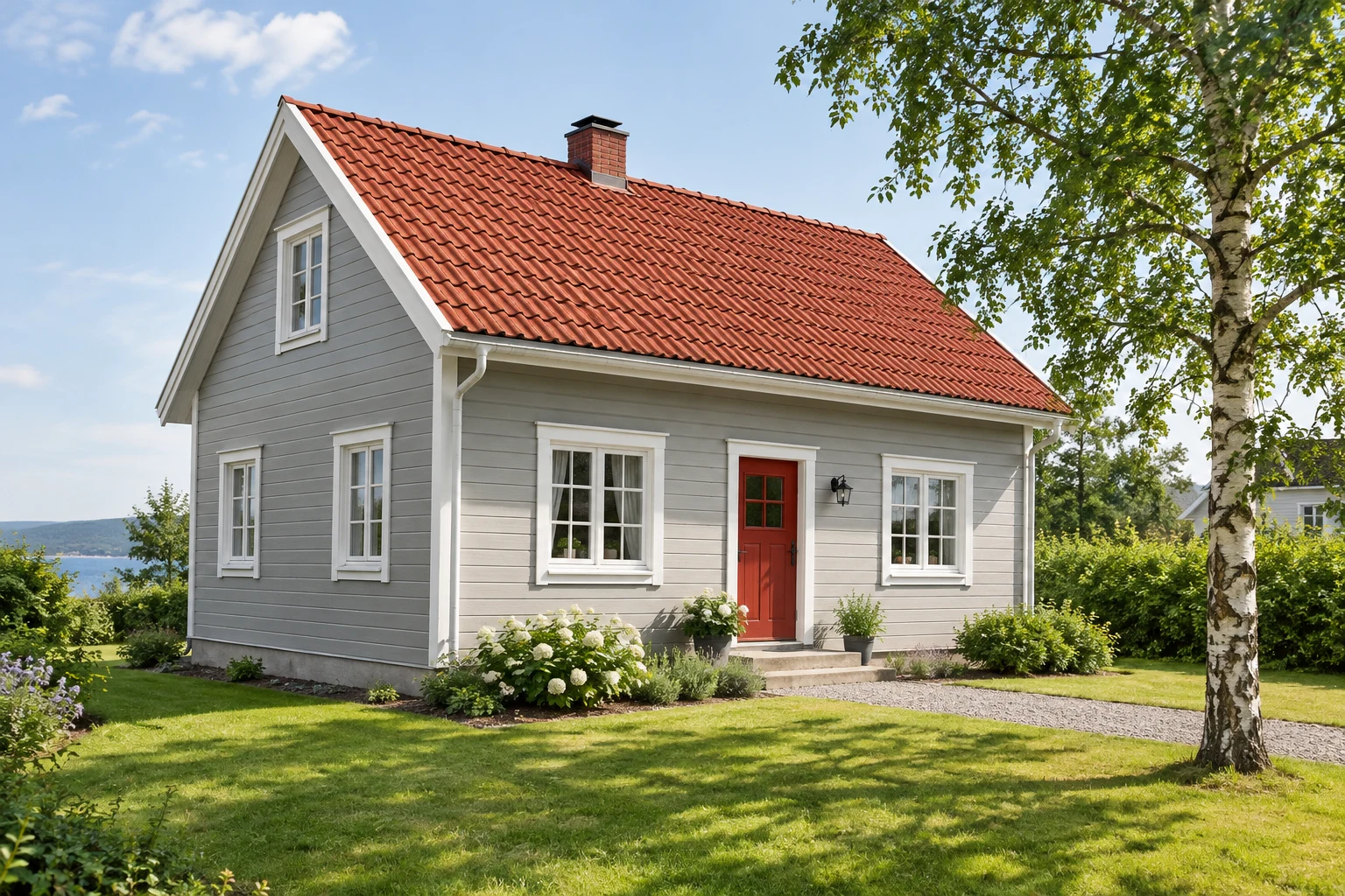 Før: et fiktivt grått trehus laget i TryggAI Lab